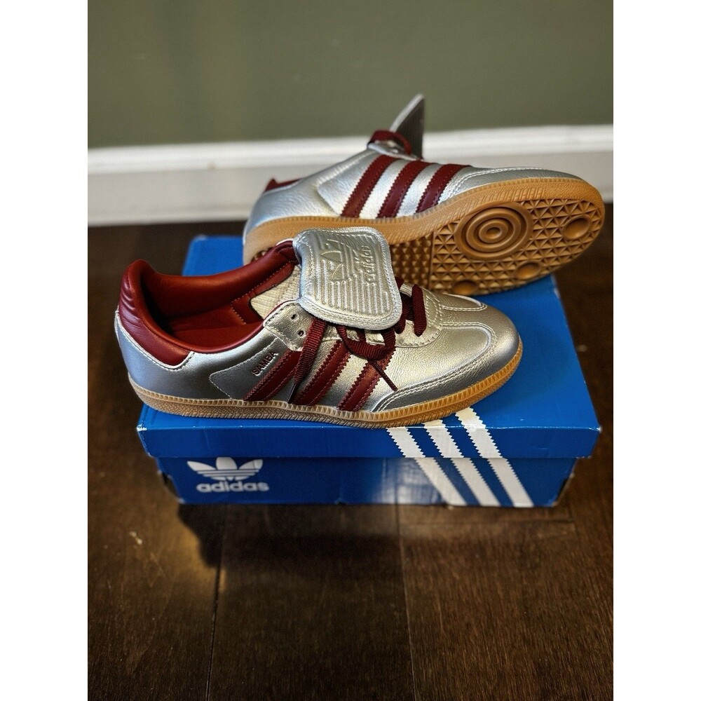 Size 6w - Adidas Samba LT Silver Metallic Preloved Ruby W - Picture 3 of 9